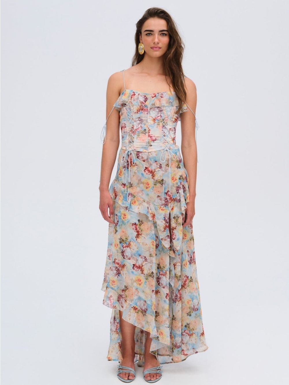 For Love & Lemons Constance Maxi Dress | S | NWT | Blue Floral